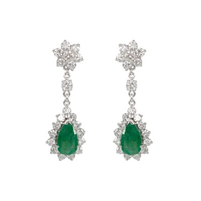 Emerald and Diamond Earrings