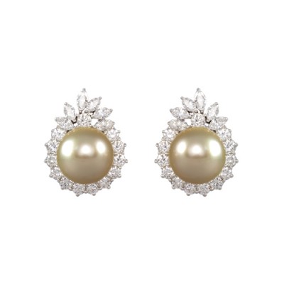 Pearl and Diamond Earrings