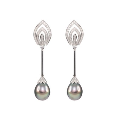 Tahiti Pearl and Diamond Earrings