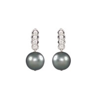 Tahiti Pearl and Diamond Earrings