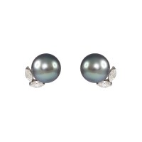 Tahiti Pearl and Diamond Earrings