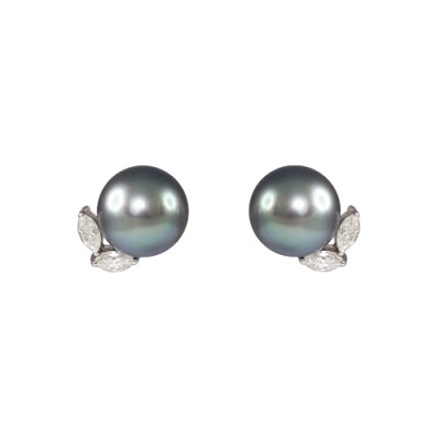 Tahiti Pearl and Diamond Earrings