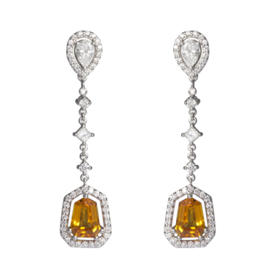 Yellow Sapphire and Diamond Earrings