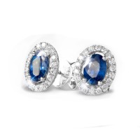 Blue Sapphire and Diamond Earrings