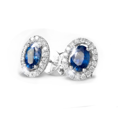 Blue Sapphire and Diamond Earrings