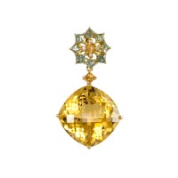 Yellow Citrine and Fancy Sapphire Pendant