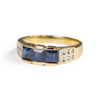 Blue Sapphire and Diamond Ring