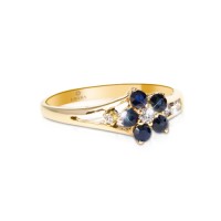 Blue Sapphire and Diamond Ring