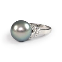 Tahiti Pearl and Diamond Ring