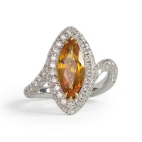 Yellow Sapphire and Diamond Ring