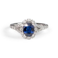 Blue Sapphire and Diamond Ring