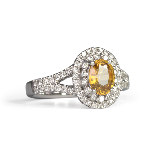 Yellow Sapphire and Diamond Ring