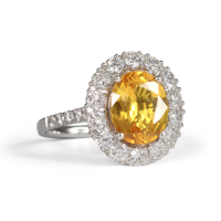 Yellow Sapphire and Diamond Ring