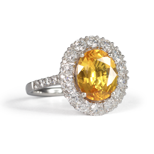 Yellow Sapphire and Diamond Ring