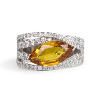 Yellow Sapphire and Diamond Ring