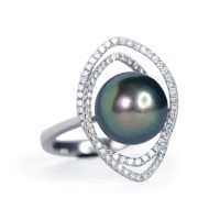 Tahiti Pearl and Diamond Ring