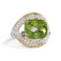 Peridot and Diamond Ring